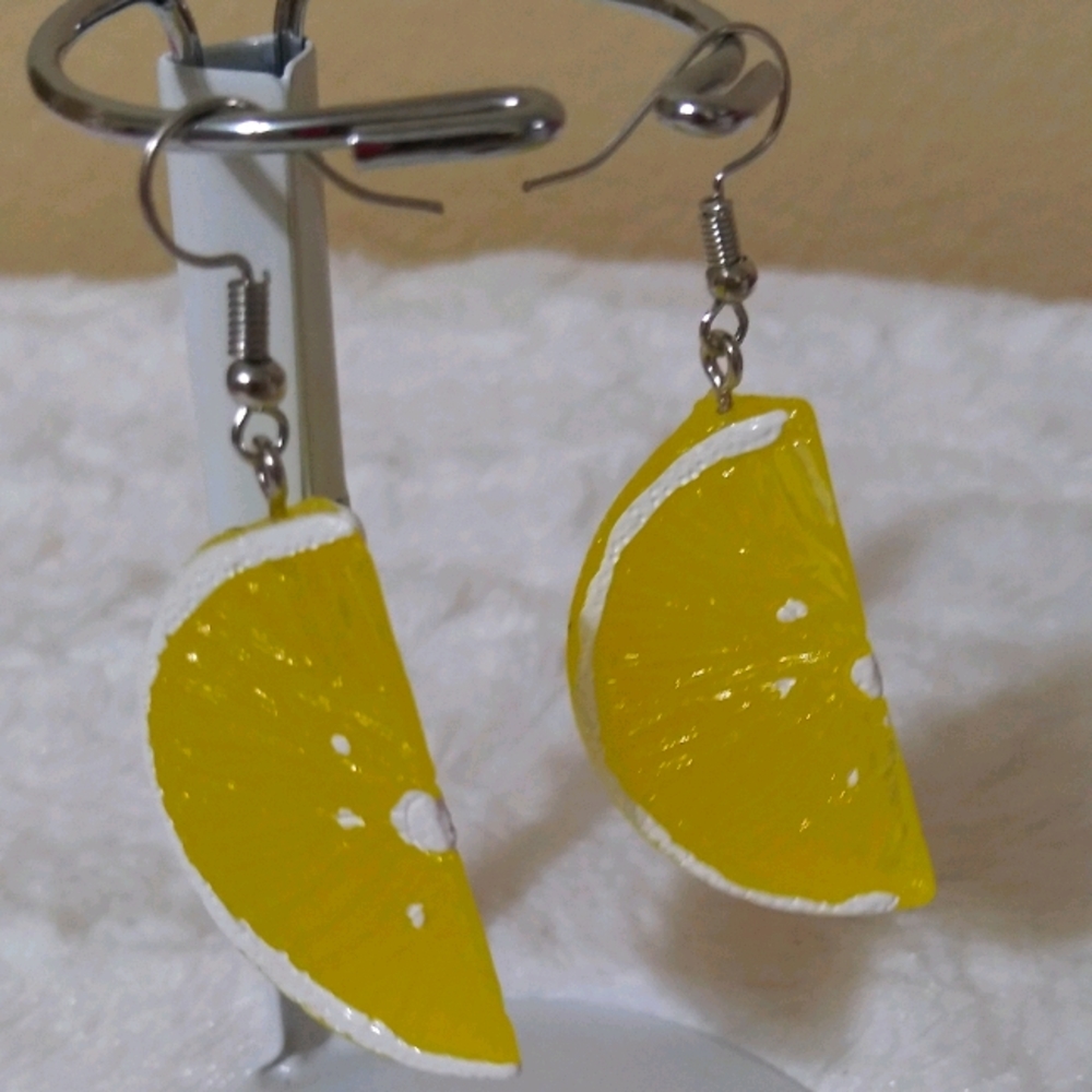 Lemon fruit earrings